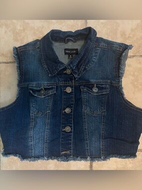 New Look Indigo Frayed Hem Denim Vest